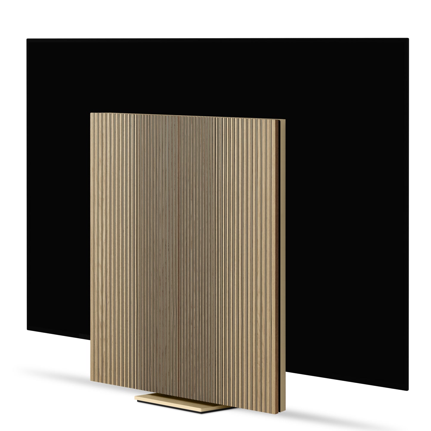 Beovision Harmony Gold Tone Light oak auf Bodenstandfuß schräg