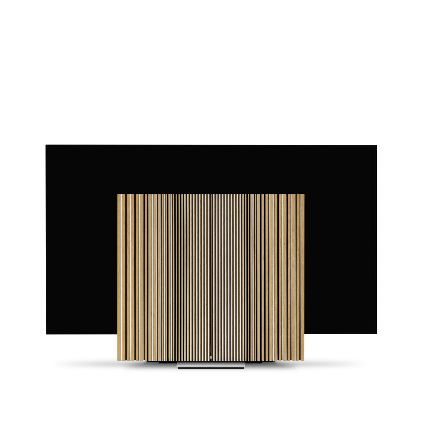 Beovision Harmony in silber/oak auf Bodenstandfuß Geschlossenes Soundcenter