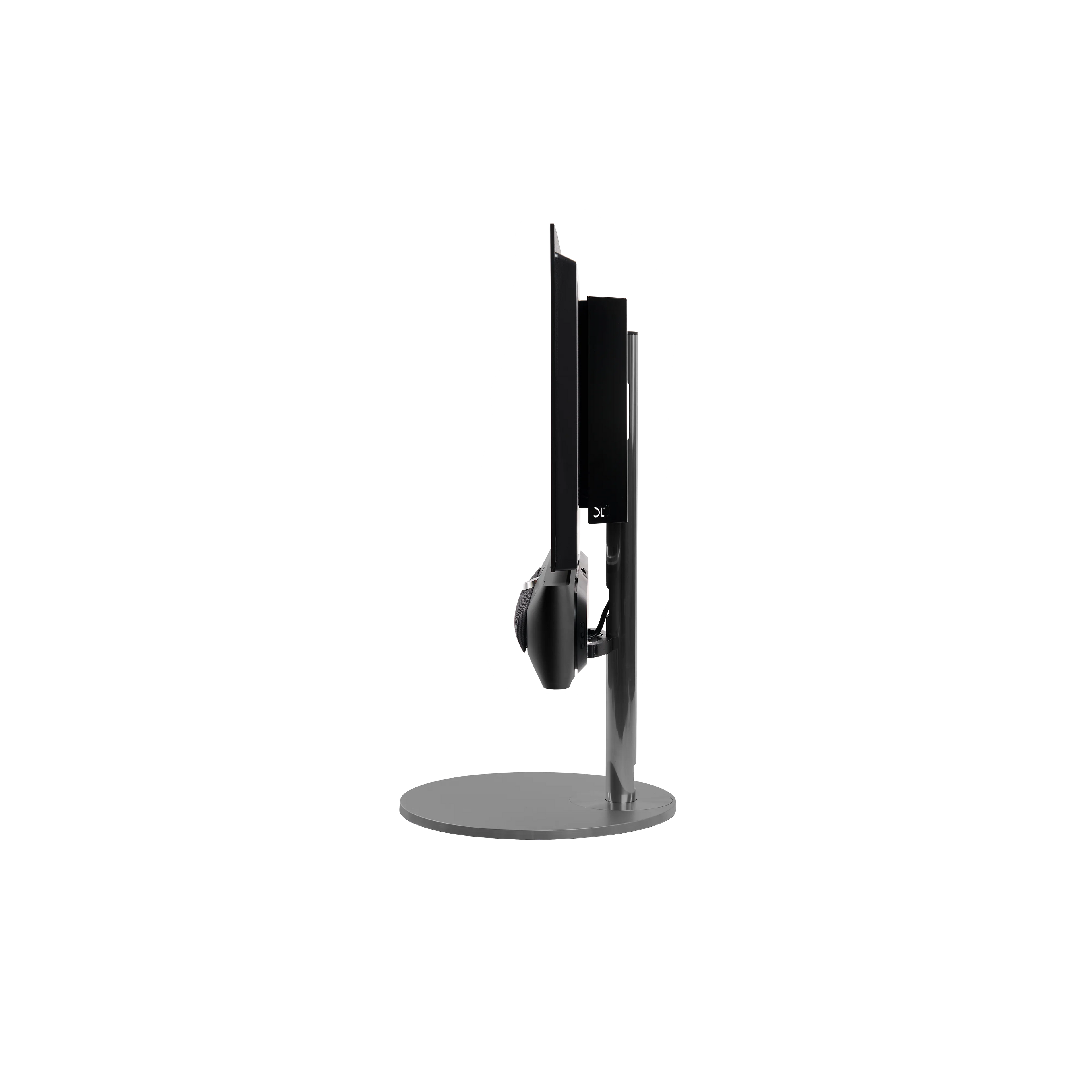 Beosound Premiere in black anthracite auf Bodenstandfuß von stb brackets,  42  Zoll LG OLED Panel - Ansicht von der Seite