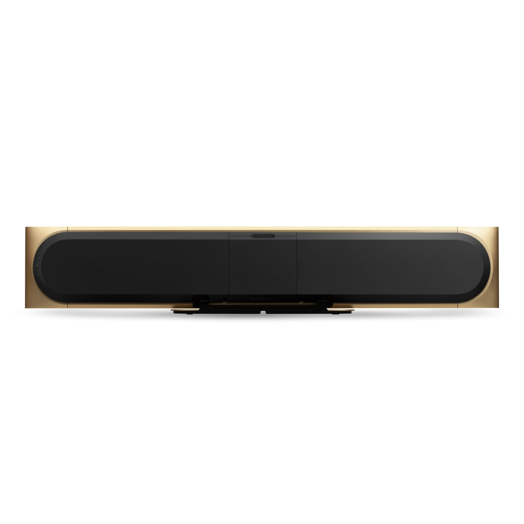 Bang & Olufsen, B&O Beosoudnd Premiere Sounfbar in Gold Tone mit Dark Oak Cover - Ansicht von hinten