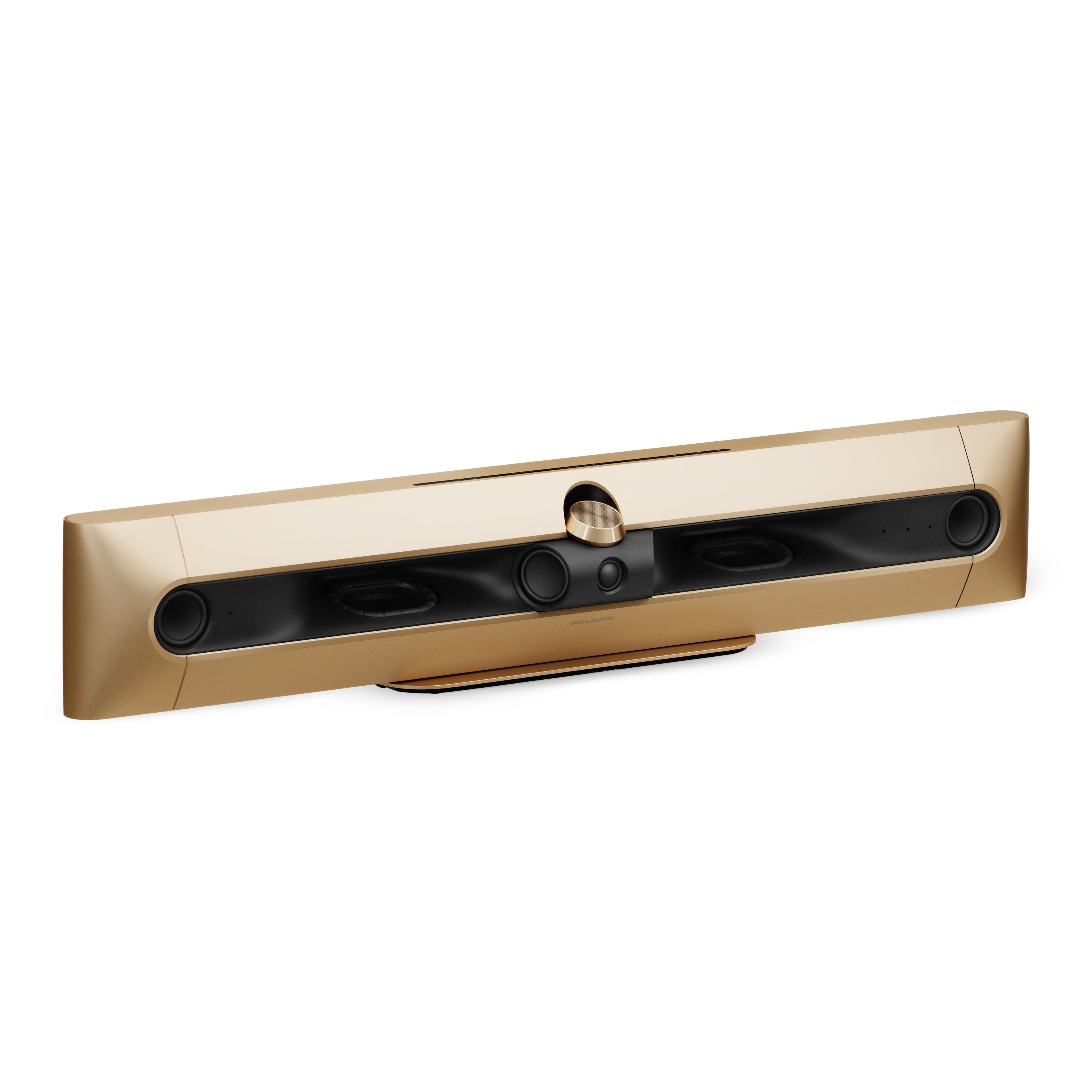 Bang & olufsen Beosound Premiere Soundbar in Gold Tone - Ansicht von vorn ohne Cover mit Blick auf die Lautsprechertreiber