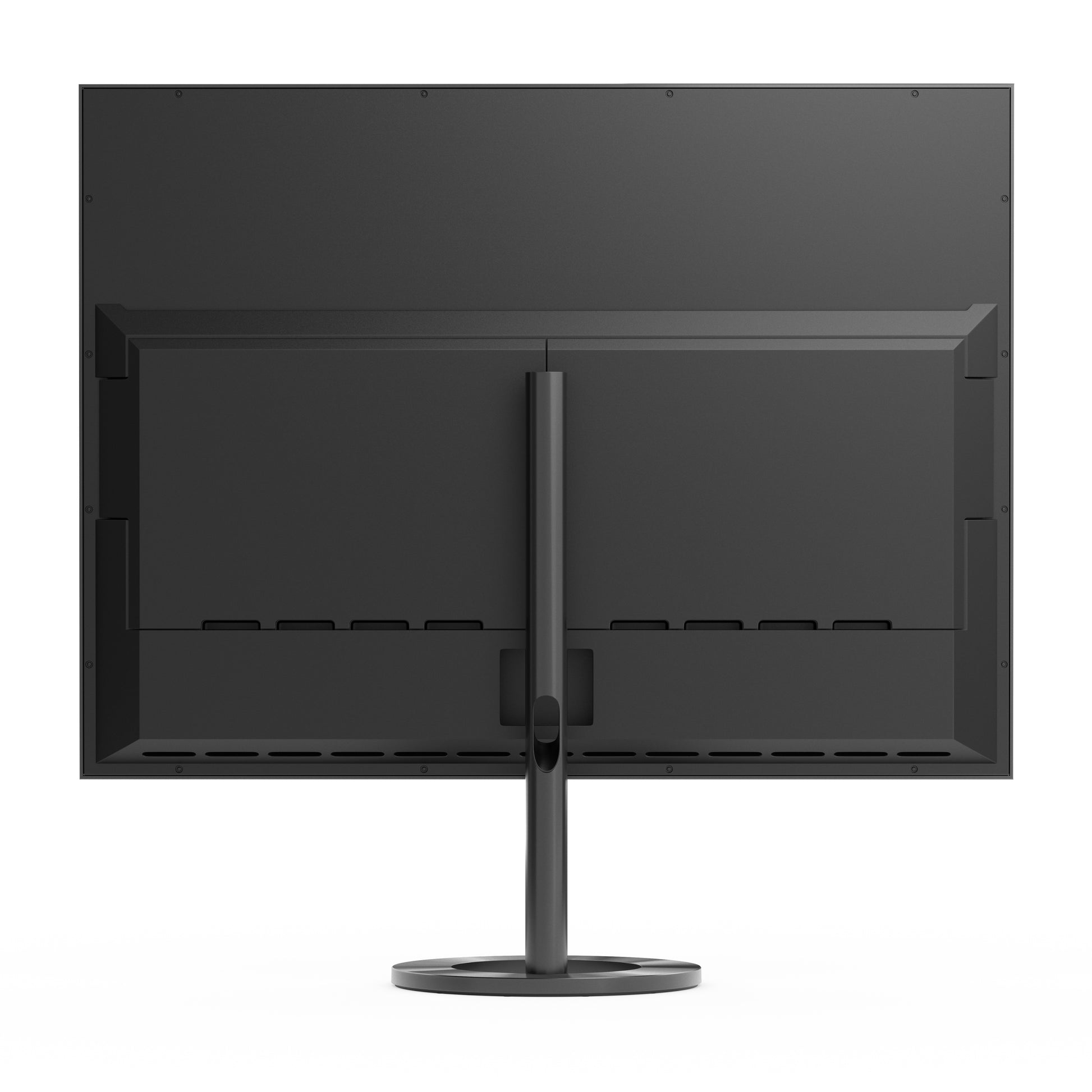 B&O Bang & Olufsen Beovision Contour in 55 Zoll in Black Anthracite mit grey melange Cover auf Bodenstandfuß - Ansicht von hinten