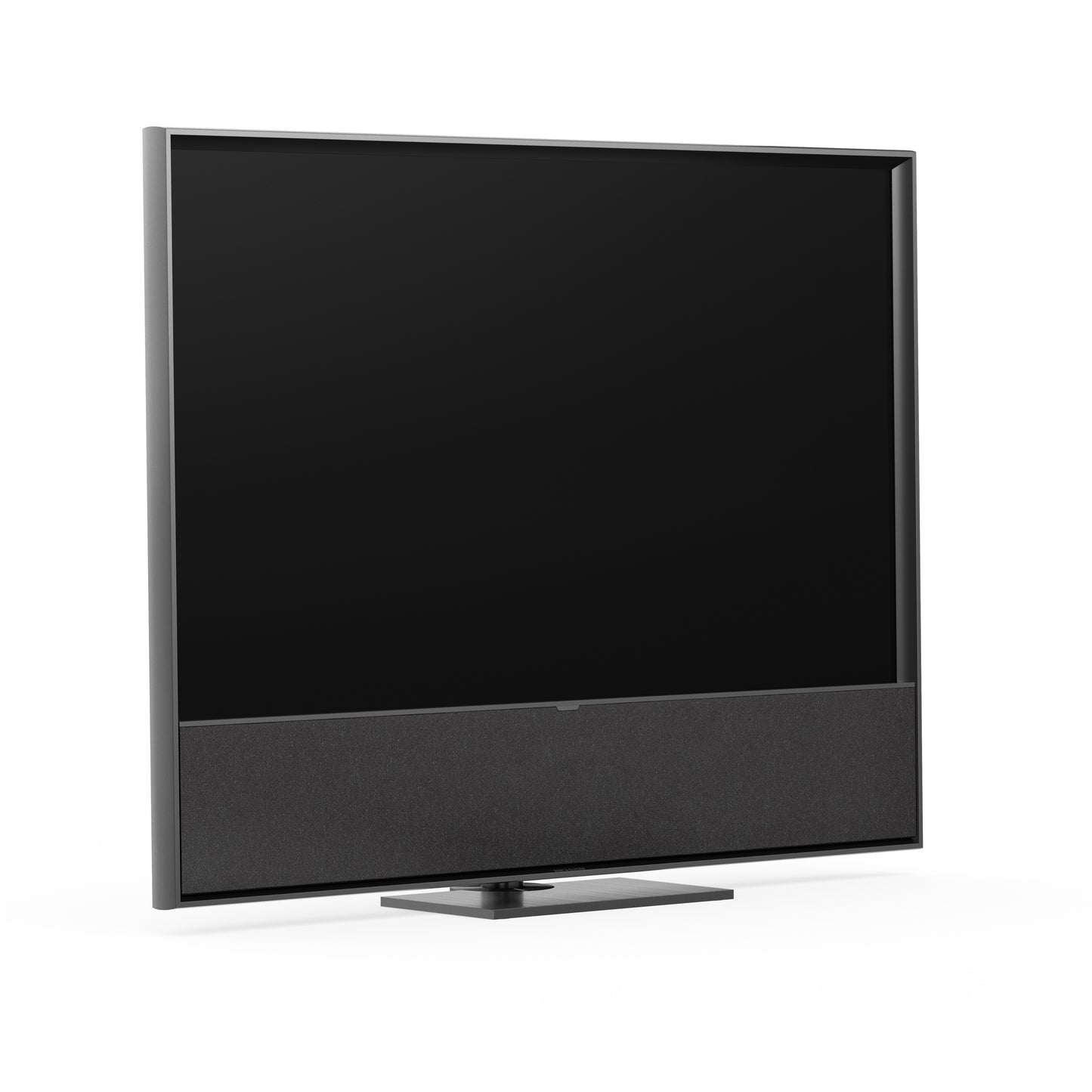 B&O Beovision Contour 48 Zoll Black Anthracite - auf Tischstandfuß - frontal-seitliche Ansicht 