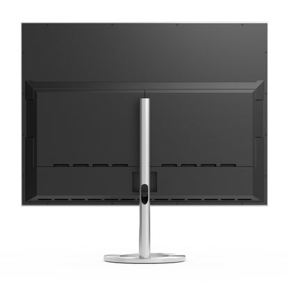 B&O Bang & Olufsen Beovision Contour 48 Zoll silber - auf Bodenstandfuß mit light oak Cover - von hinten