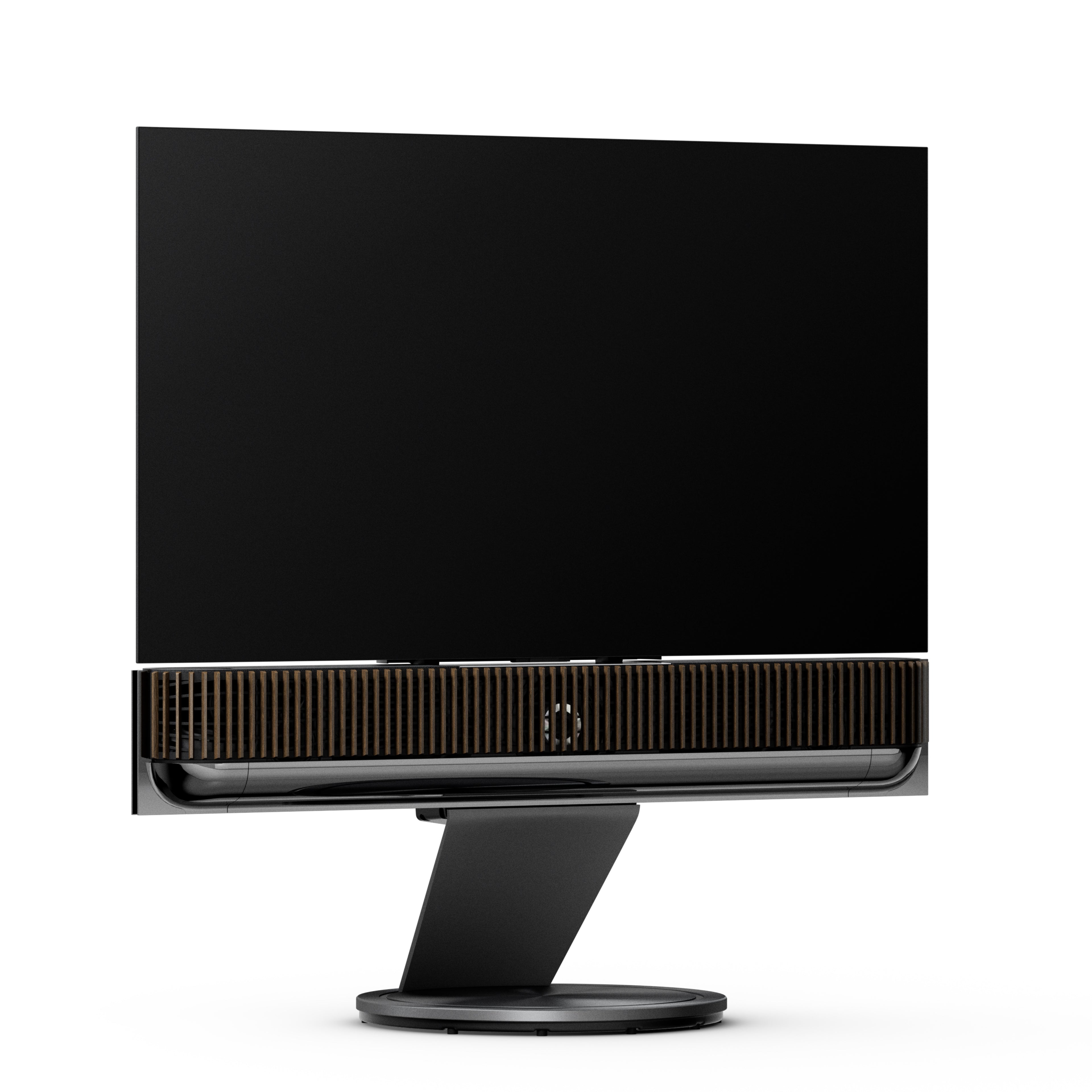 Bang & Olufsen Beovision Theatre 55 Zoll in black anthracite mit Cover in dark oak auf Motorbodenstandfuß