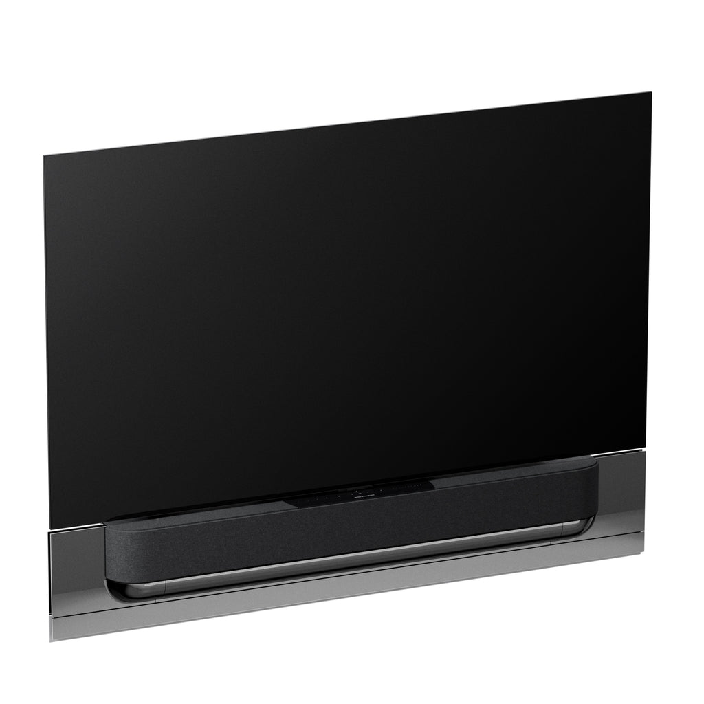 Bang & Olufsen Beovision Theatre 65 Zoll in black anthracite mit grey melange Cover an wandhalteurng