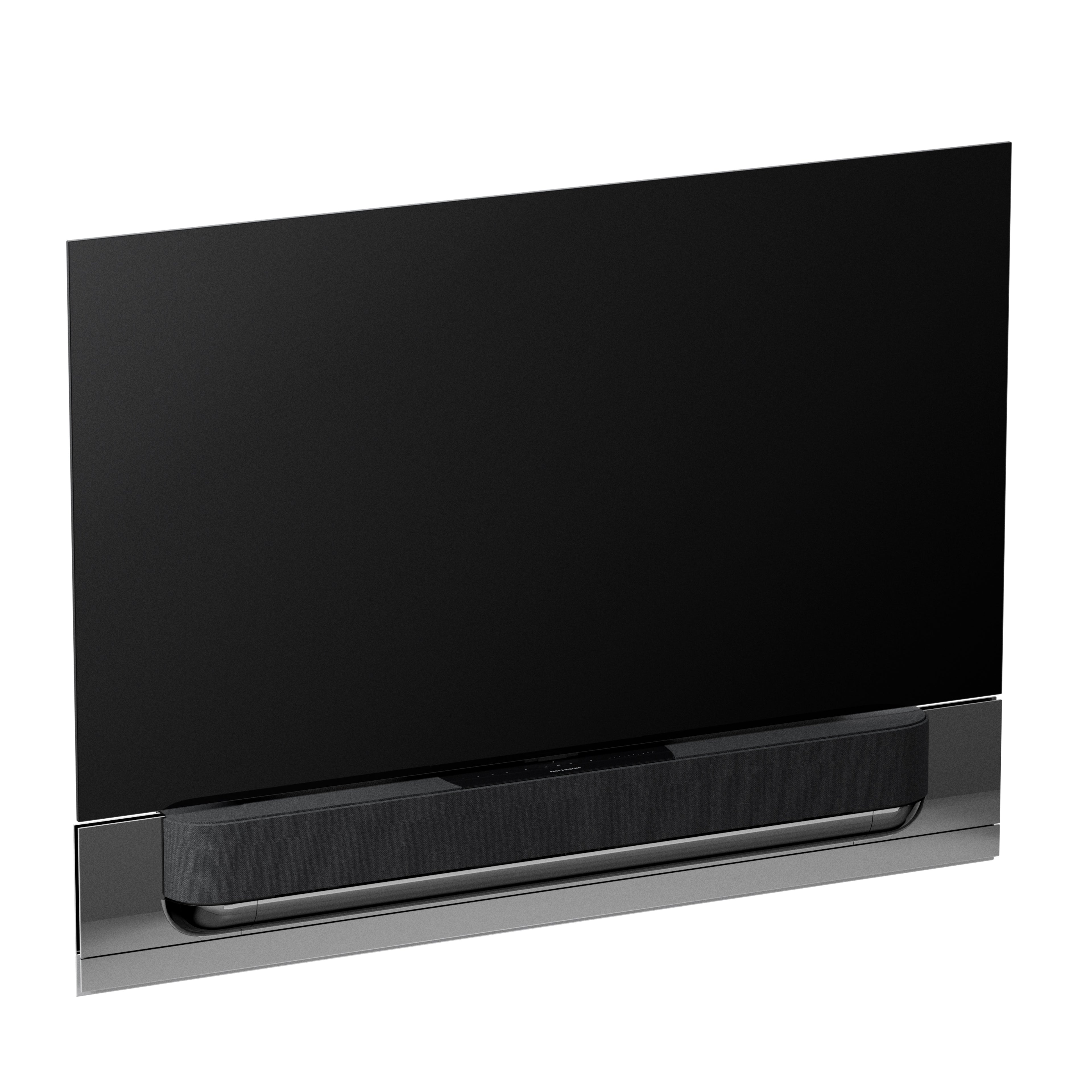 Bang & Olufsen Beovision Theatre 65 Zoll in black anthracite mit grey melange Cover an wandhalteurng